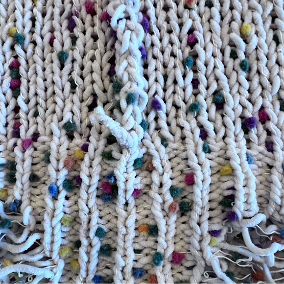 POL Cream Confetti Knit Hoodie Distressed Sweater Sz Small Oversized Coziness - Picture 3 of 10